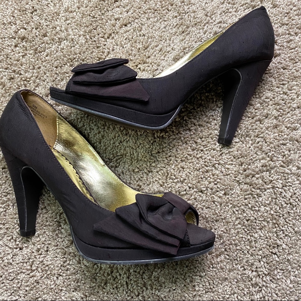 Rampage Olympia Purple Peep Toe Bow Pumps 9M